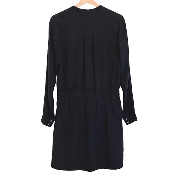VINCE Black Silk Dress Drawstring Waist Long Sleeve - Picture 5 of 7